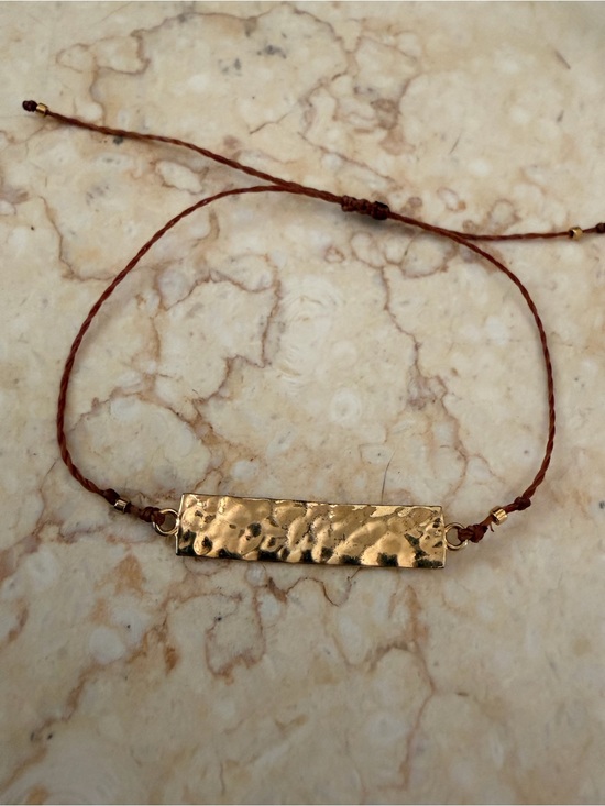 Jewelry - Gold Hammered Bar Cord Bracelet - Women's Jewelry